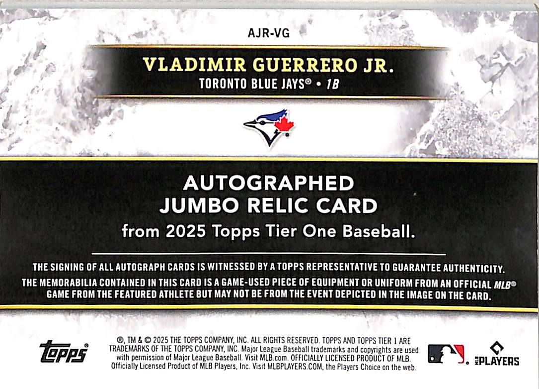 Vladimir Guerrero Jr. 2025 Topps Tier One Blue Pa - Image 2