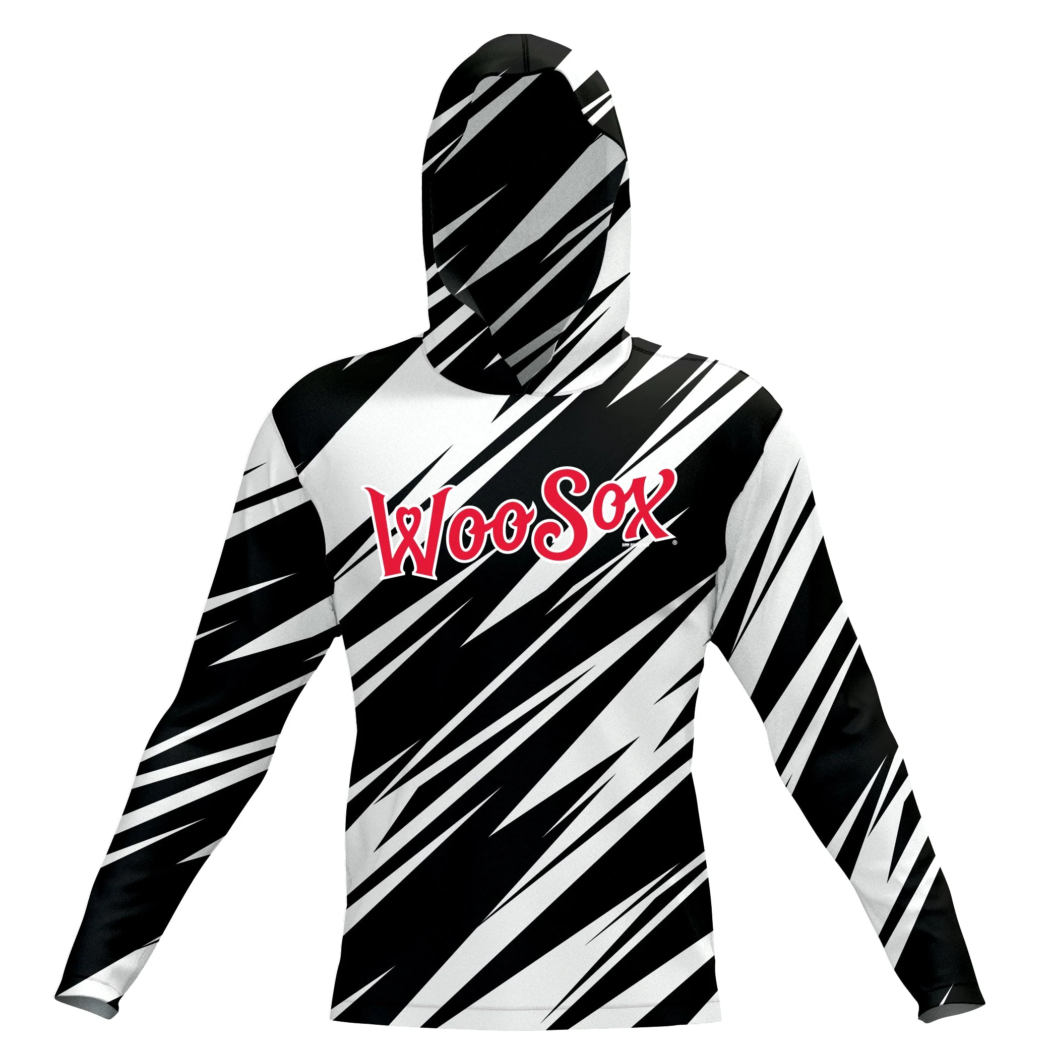 Worcester Red Sox Bimm Ridder Adult Sublimated Zebra Print Hooded L/S Tee Black