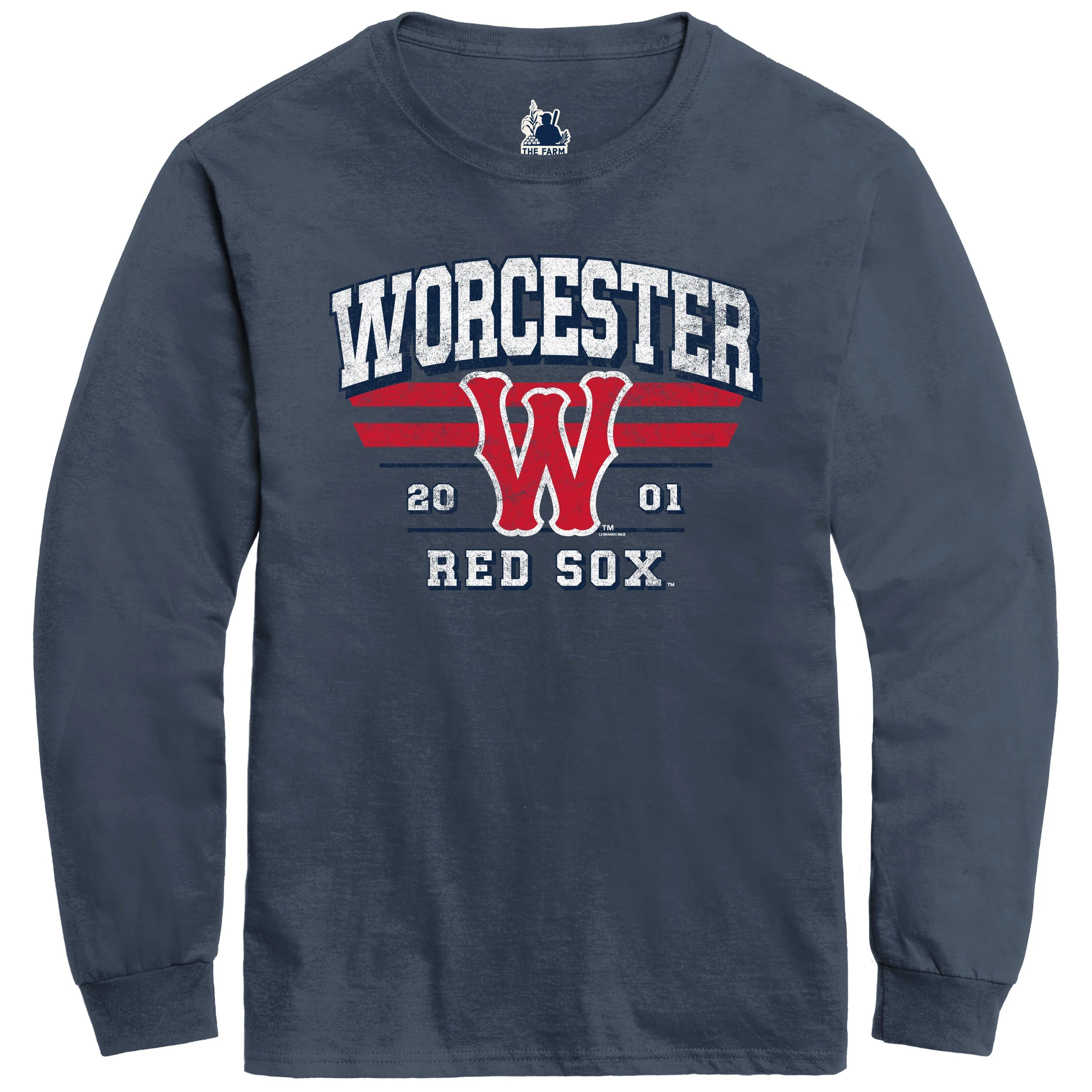 WORCESTER RED SOX L2 BRANDS DENIM CLASSIC W FARM L/S SPORTY STRIPES TEE