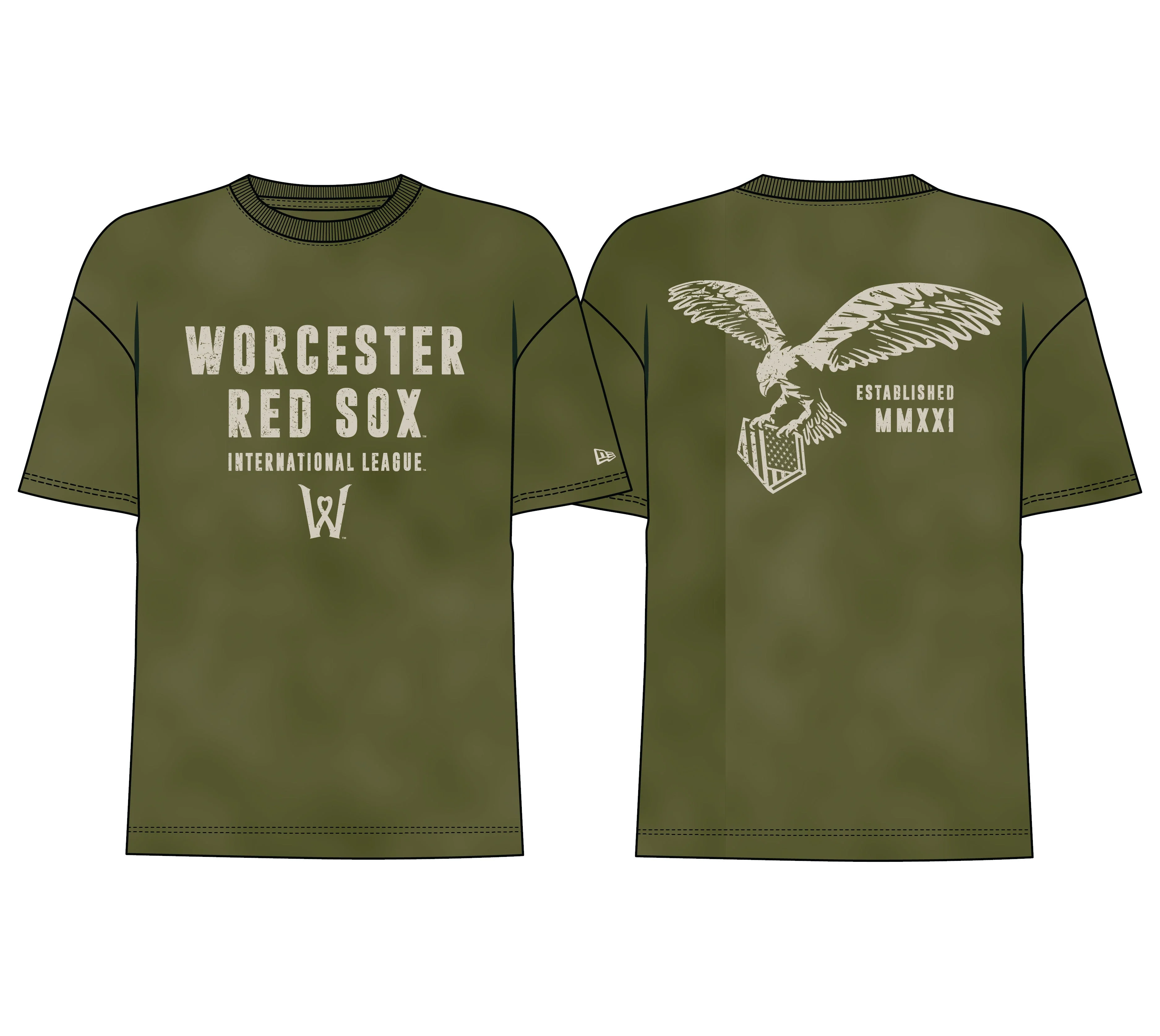Worcester Red Sox New Era Green Armed Forces Tee