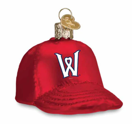 Worcester Red Sox Holiday Red Heart W Cap Glass Ornament