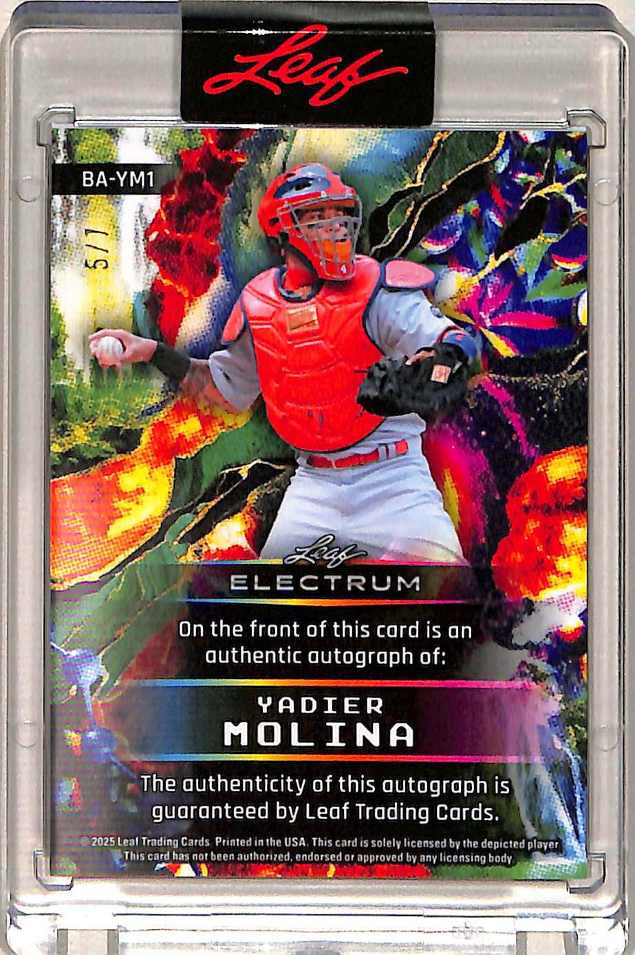 Yadier Molina 2025 Leaf Electrum #BA-YM1 Purple A - Image 2