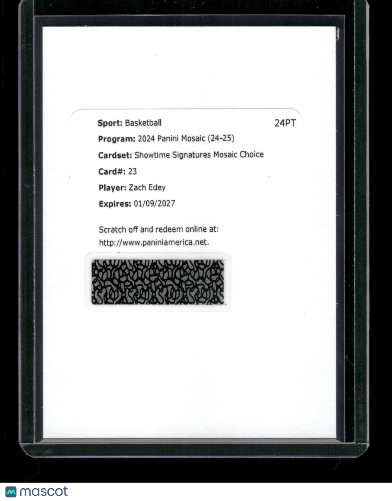Zach Edey 2024 Panini Mosaic Showtime Signatures