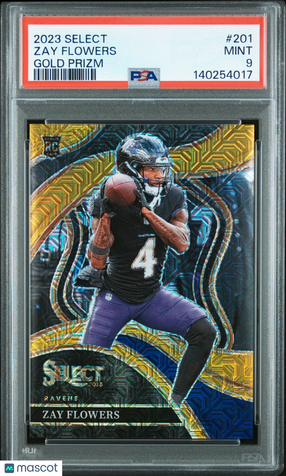Zay Flowers 2023 Panini Select #201 Gold Prizm PS